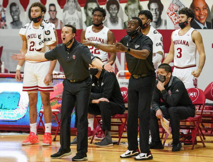 Indiana coach Archie Miller complains about a call during the Hoosiers' loss to Michigan State on Saturday. (USA TODAY Sports)